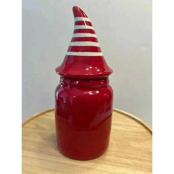 Rae Dunn By Magenta GNOME HOME Christmas Canister W/topper cookie jar EUC - Picture 3 of 7